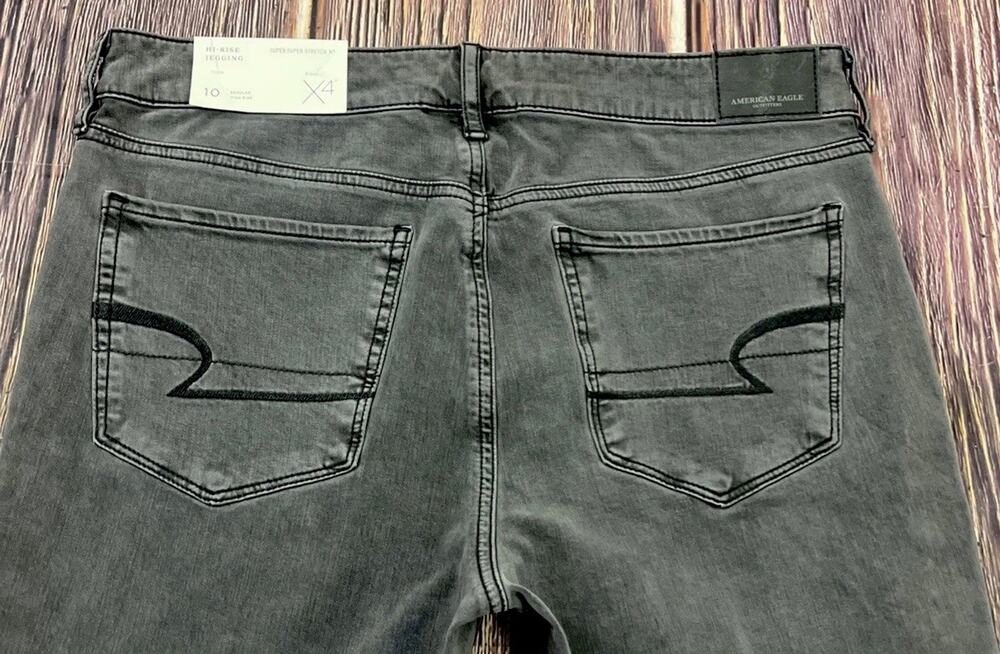 🌺 NWT American Eagle Women's Size 10 Regular Hi-Rise Jegging Gray Jeans